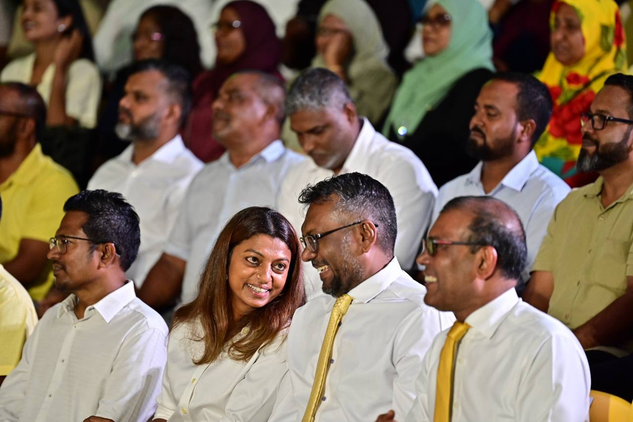 ރައީސް ނަޝީދަށް މަރުހަބާ ދަންނަވަން ބޭއްވި ޖަލްސާގެ ތެރެއިން | ފޮޓޯ: އެމްޑީޕީ